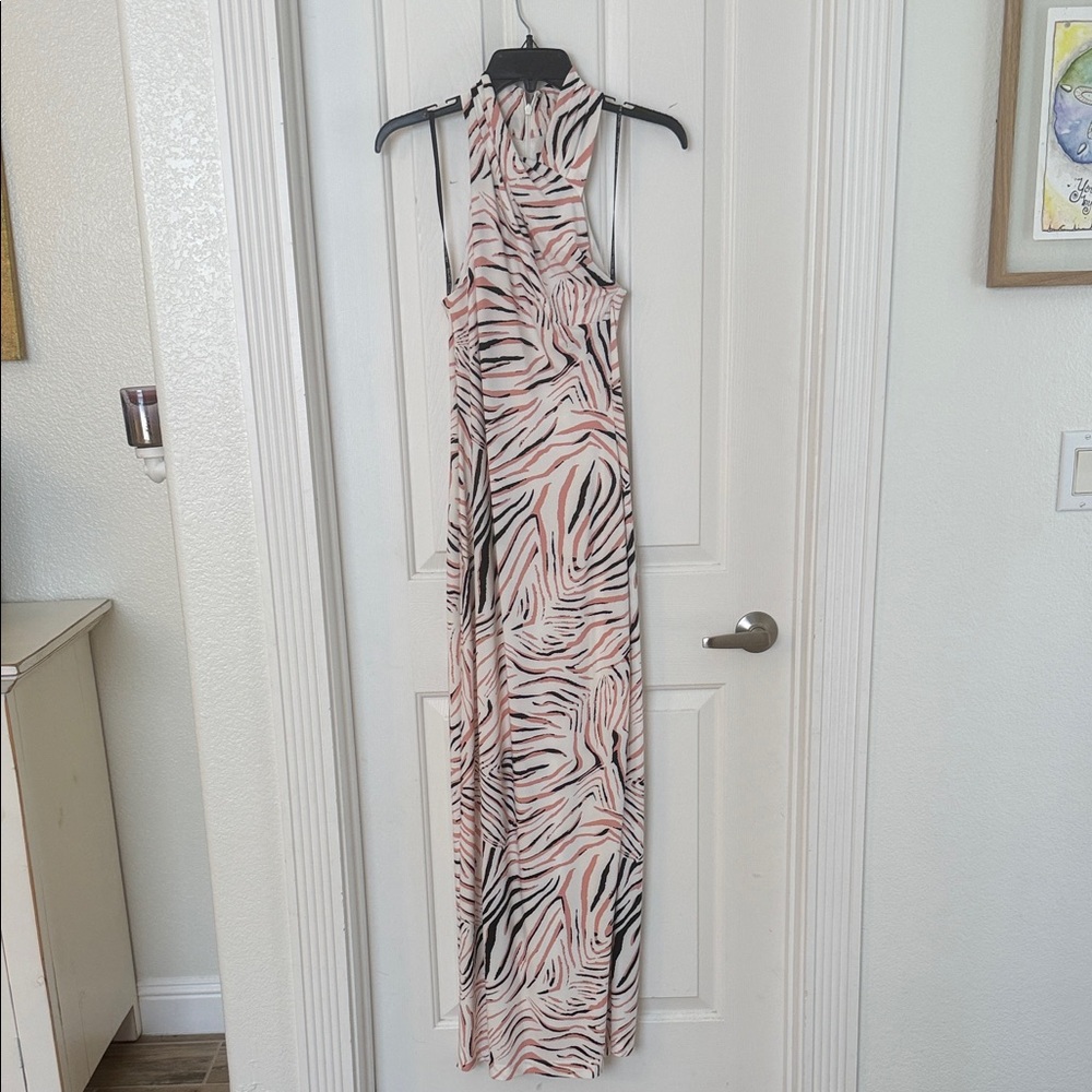 Zebra Print Halter Maxi Dress by Rachel Roy